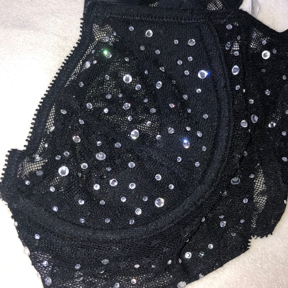 Custom Made Rhinestone Embellished Lace Underwire Longline Bra Size 32C - Picture 7 of 17